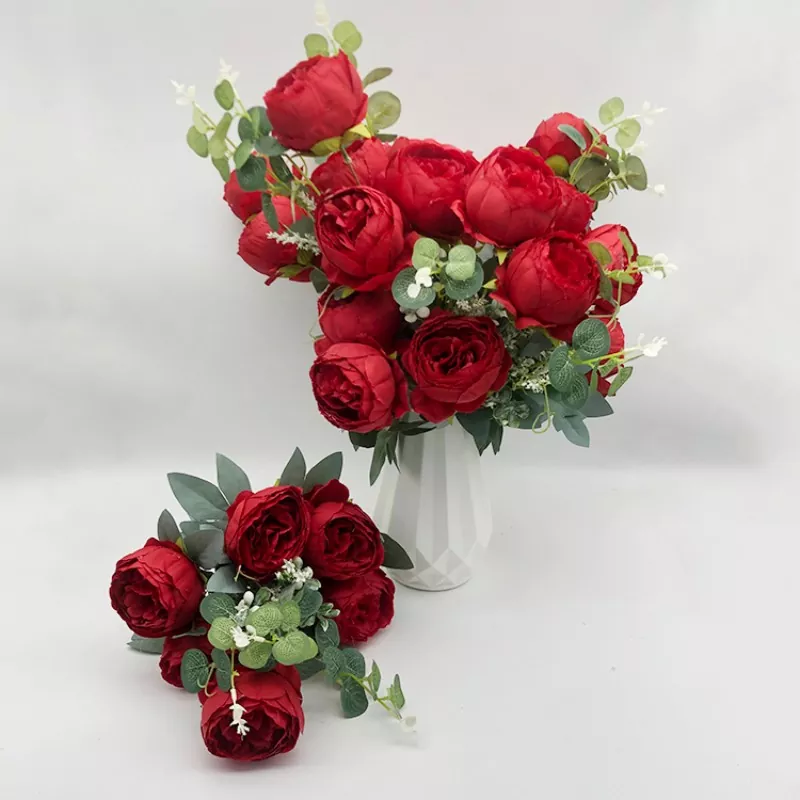 Bláthanna síoda faux peony bouquet